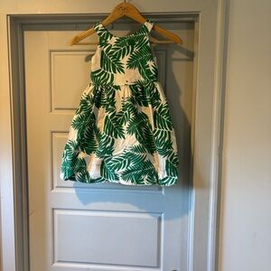 Janie and Jack Green Pink and White Leaf Print Girl’s Dress